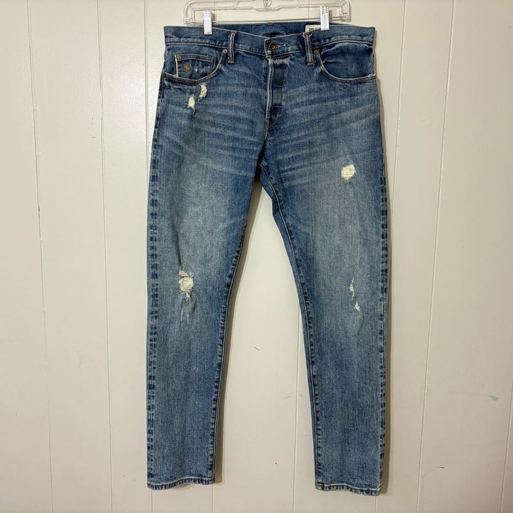 Todd Snyder Japanese Red Line Selvedge Slim Fit Distressed Jeans 33x32